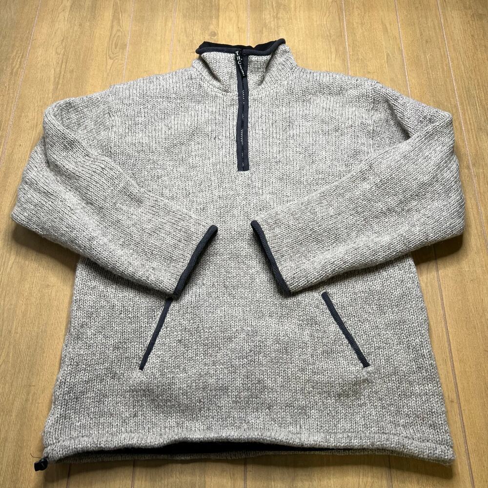 THC Natural Line Icelandic Pure Wool Sweater Fleece Lined 1/4 Zip XXL